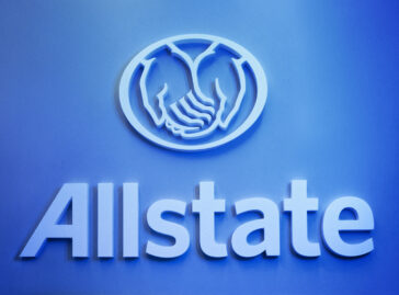 Blue Allstate lobby sign, cropped